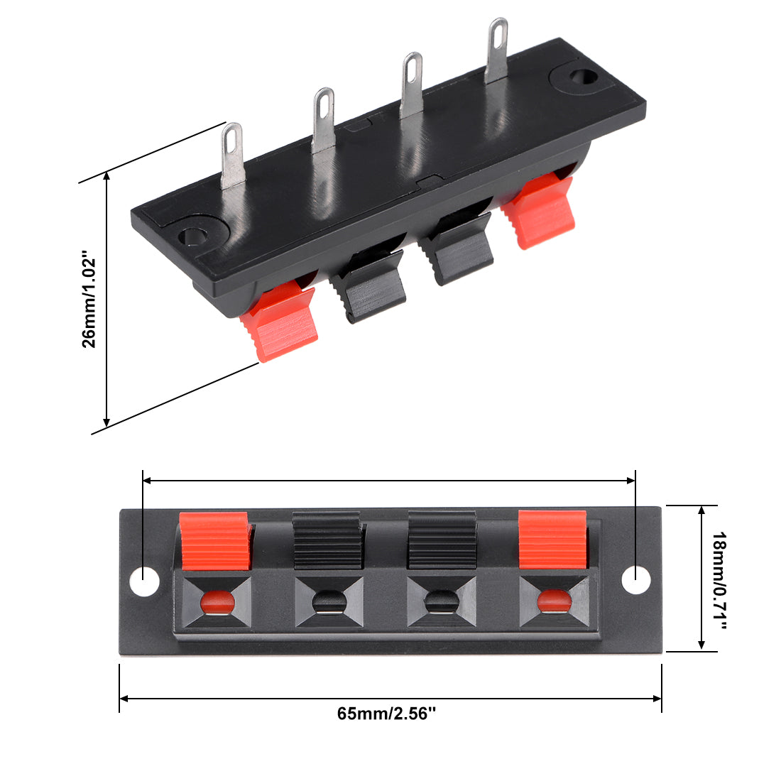 uxcell Uxcell 20pcs 4 Way Jack Socket Spring Push Release Connector Speaker Terminal Strip Block