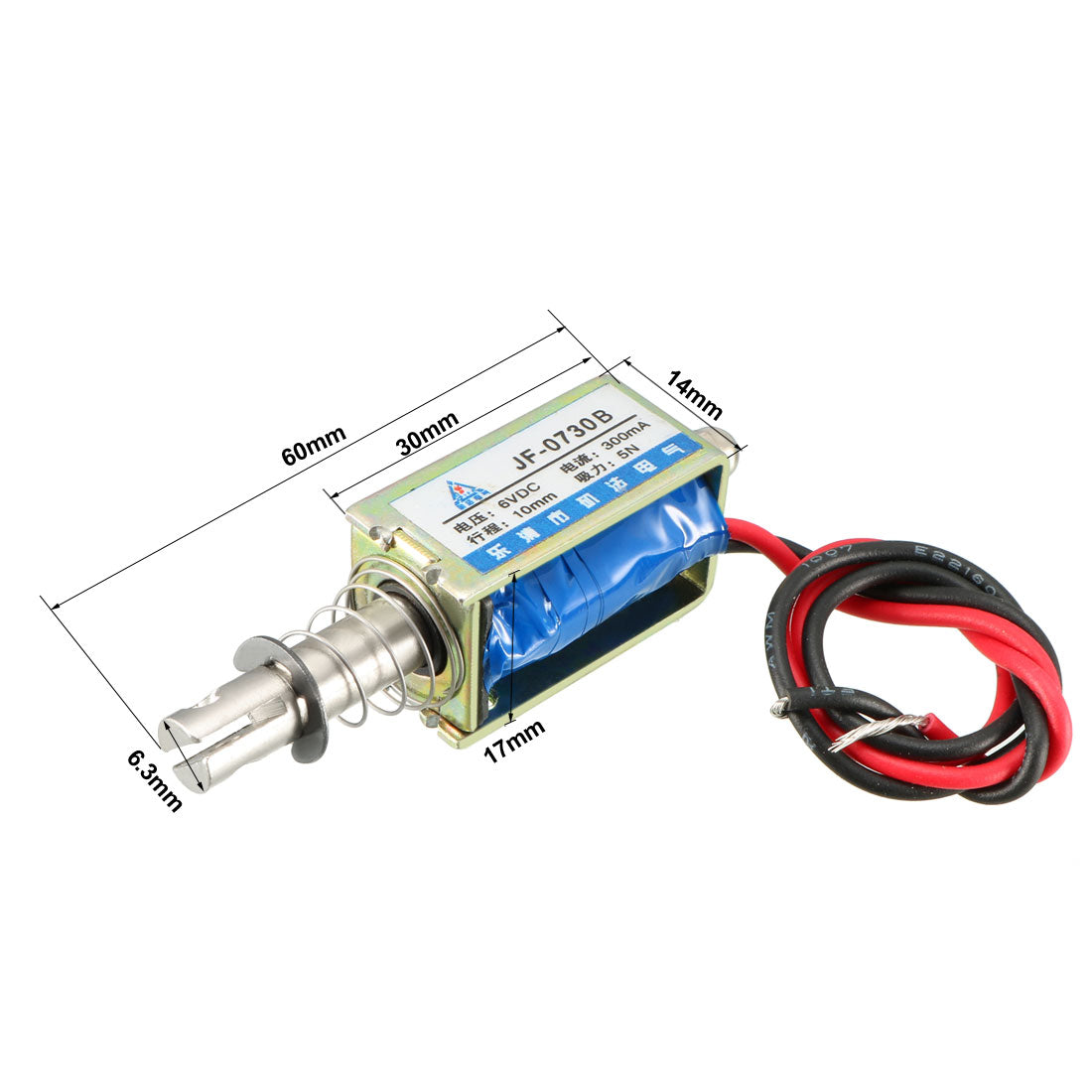 uxcell Uxcell JF-0730B DC 6V 300mA 5N 10mm Pull Push Type Open Frame Linear Motion Solenoid Electromagnet