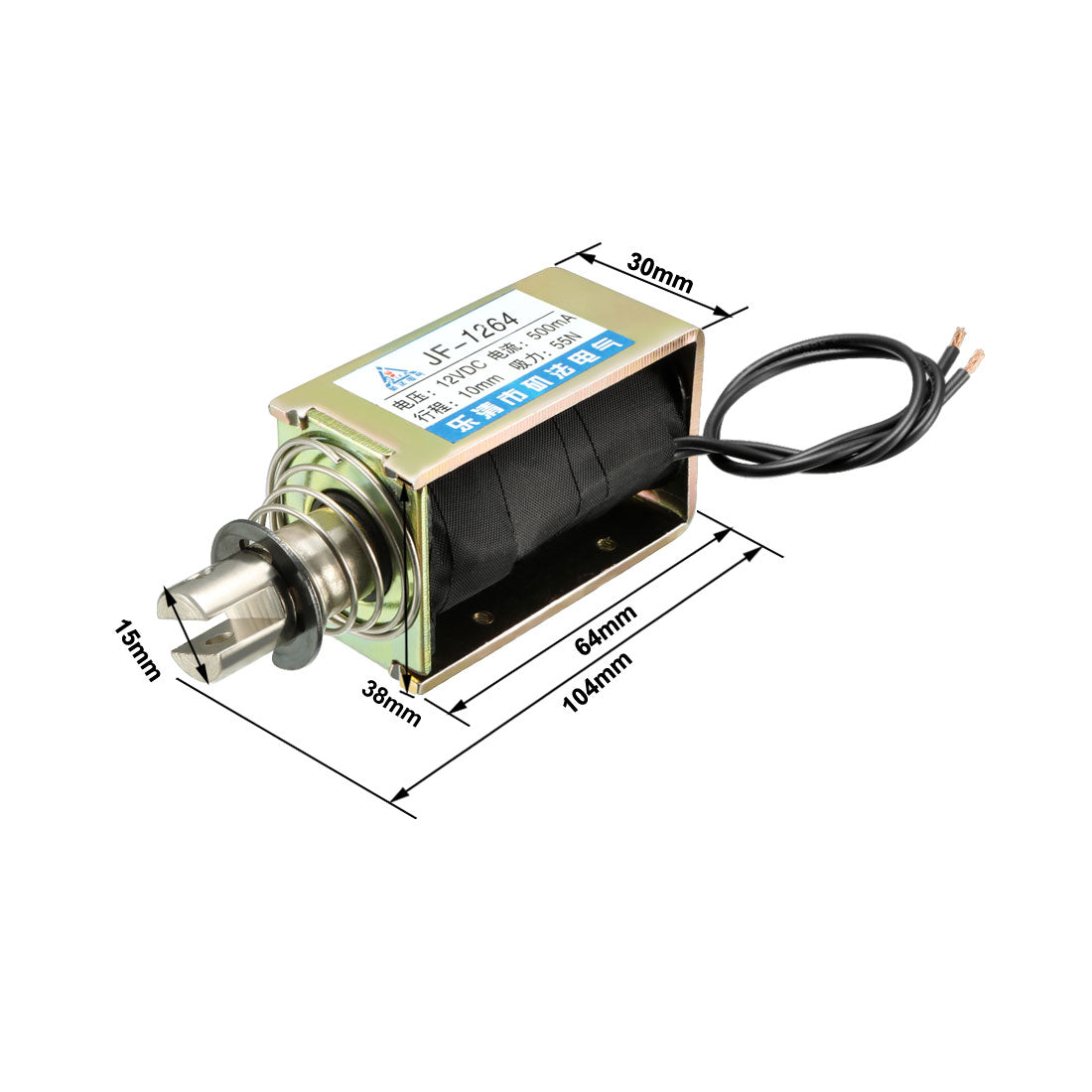 uxcell Uxcell JF-1264 DC 12V 500mA 55N 10mm Pull Type Open Frame Linear Motion Solenoid Electromagnet