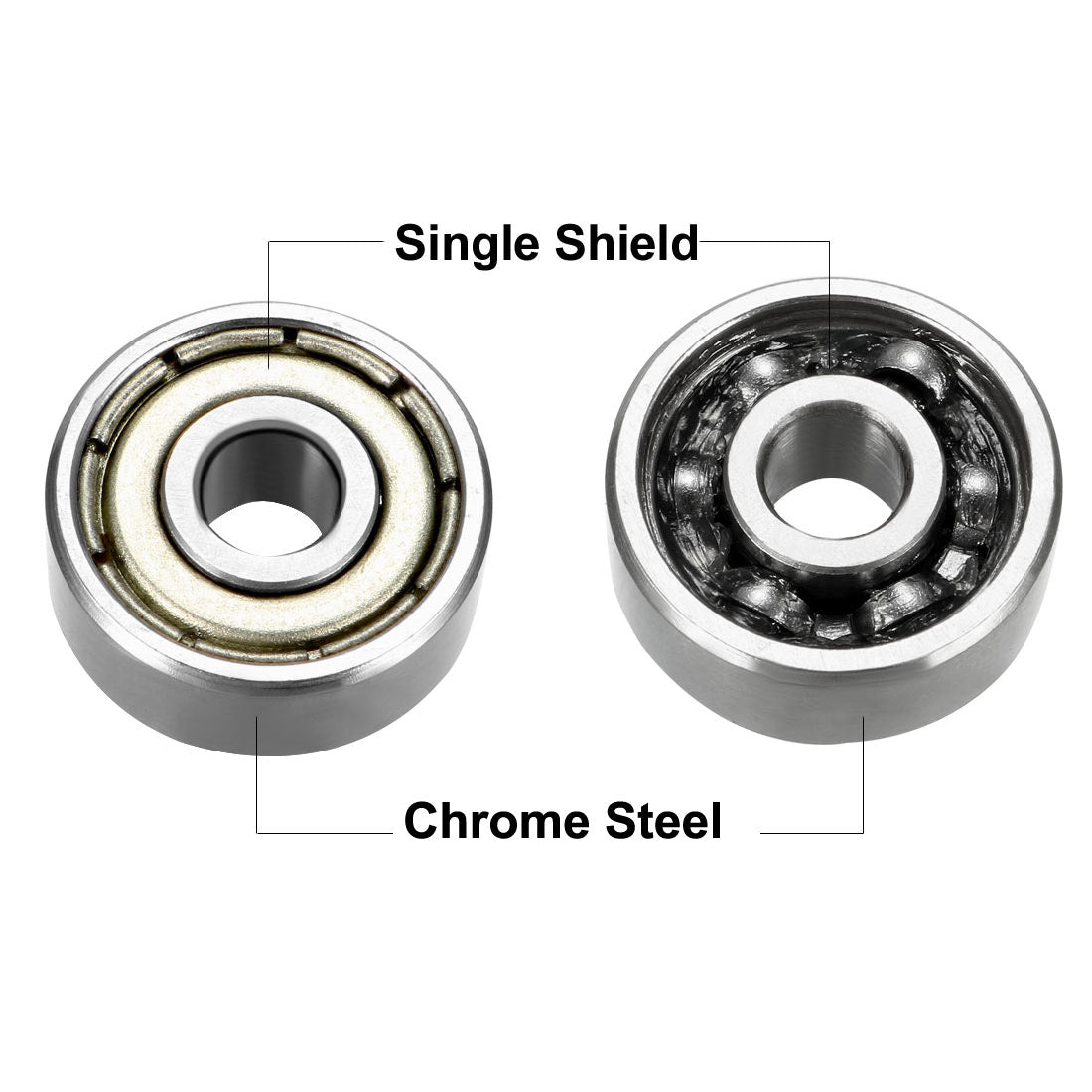 uxcell Uxcell Deep Groove Ball Bearings Metric Single Shielded Chrome Steel ABEC1 Z2