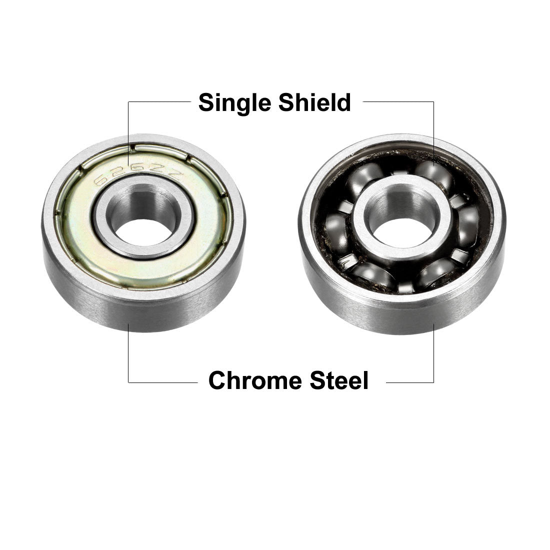 uxcell Uxcell Deep Groove Ball Bearings Metric Single Shielded Chrome Steel ABEC1 Z2