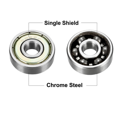 Harfington Uxcell Deep Groove Ball Bearings Metric Single Shielded Chrome Steel ABEC1 Z2