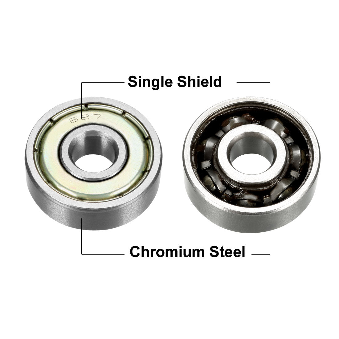 uxcell Uxcell Deep Groove Ball Bearings Metric Single Shielded Chrome Steel ABEC1 Z2