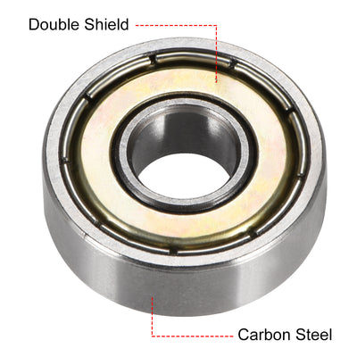 Harfington Uxcell Deep Groove Ball Bearings Metric Double Shielded High Carbon Steel Z1