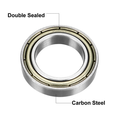 Harfington Uxcell Deep Groove Ball Bearing 6802ZZ Double Shield, 15mm x 24mm x 5mm Carbon Steel Bearings 2Pcs