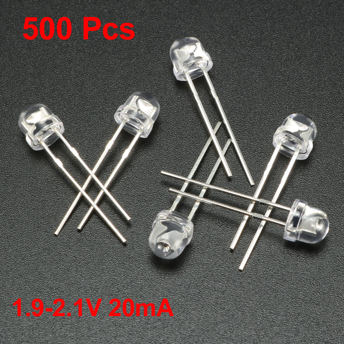 uxcell Uxcell 500pcs 5mm Red LED Diode Lights Clear Straw Hat Transparent 1.9-2.1V 20mA Super Bright Lighting Bulb Lamps Electronic Component Light Emitting Diodes