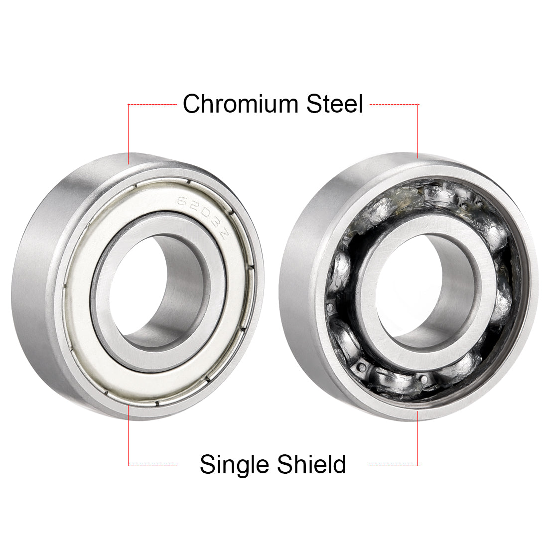 uxcell Uxcell Deep Groove Ball Bearings Metric Single Shielded Chrome Steel P0 Z2