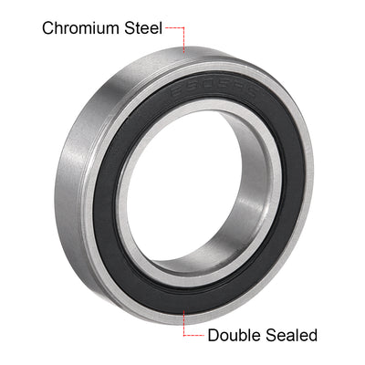 Harfington Uxcell Deep Groove Ball Bearings Metric Double Sealed Chrome Steel ABEC1 Z2 Level