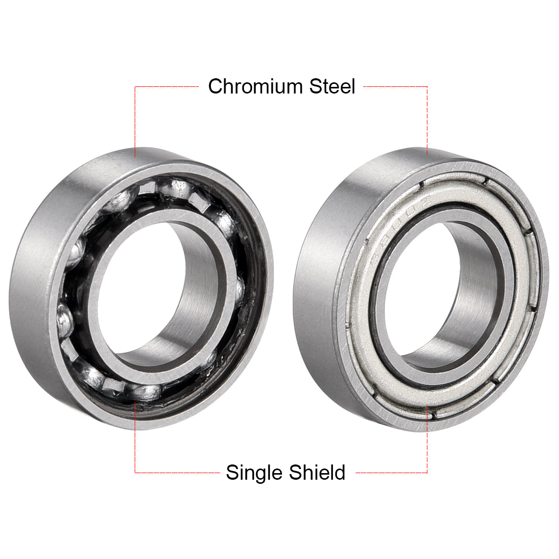 uxcell Uxcell Deep Groove Ball Bearings Thin Section Single Shielded Chrome Steel