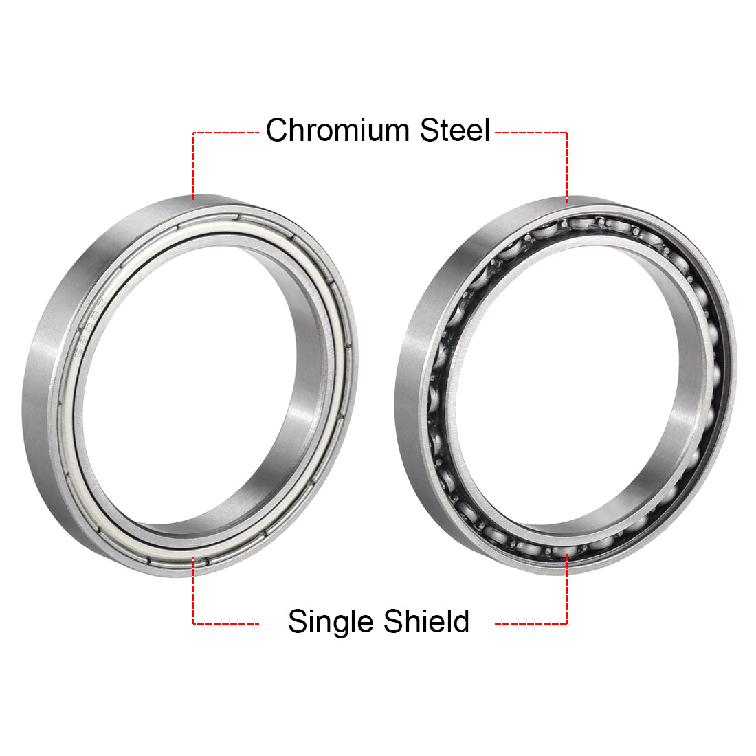 uxcell Uxcell Deep Groove Ball Bearings Thin Section Single Shielded Chrome Steel