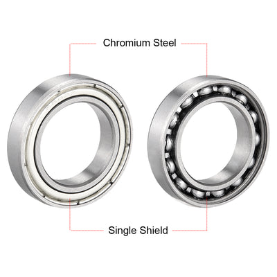 Harfington Uxcell Deep Groove Ball Bearing Thin Section Single Shielded Chrome Steel