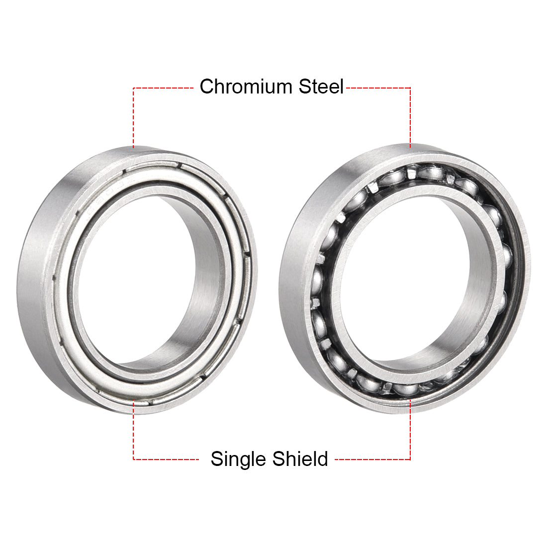 uxcell Uxcell Deep Groove Ball Bearings Thin Section Single Shielded Chrome Steel