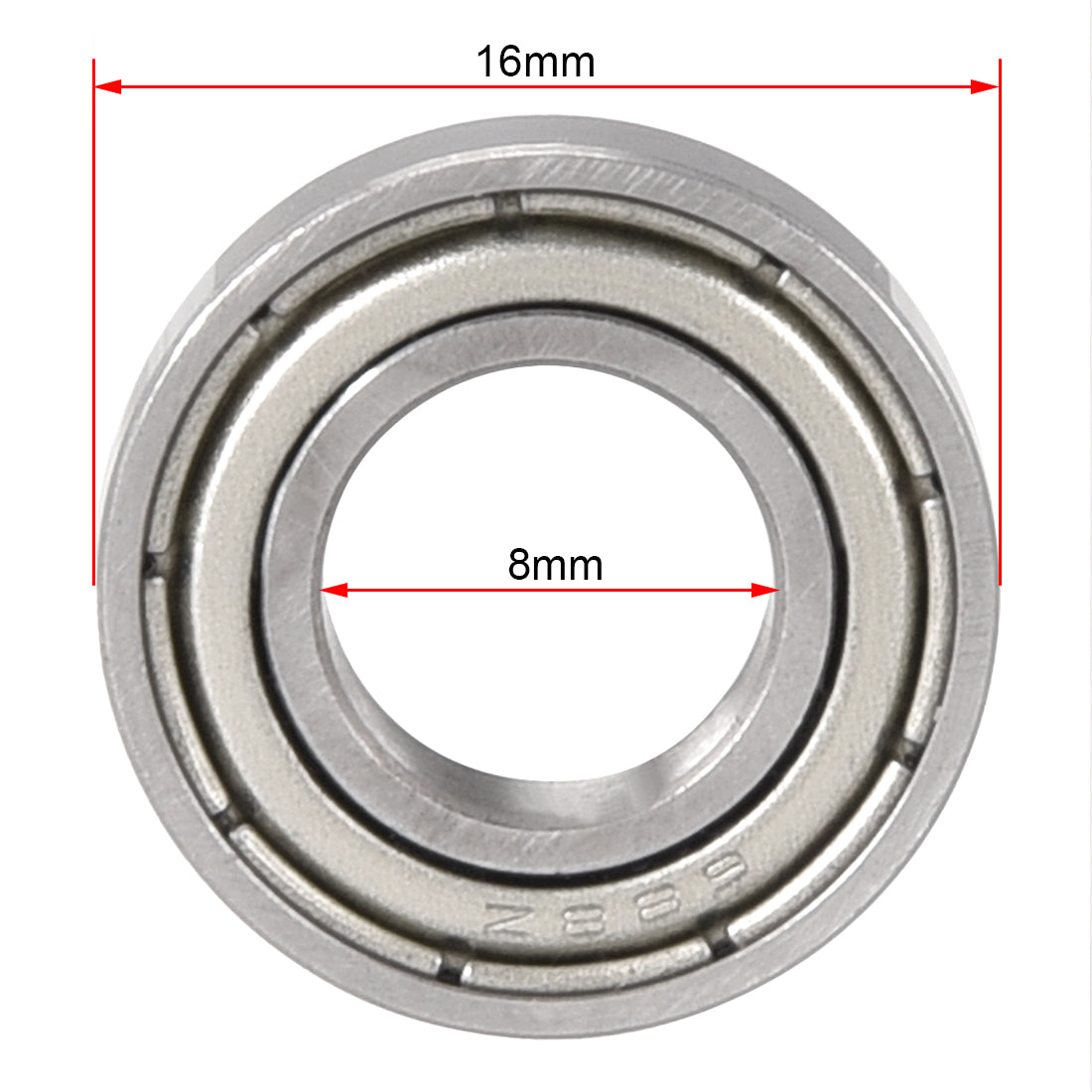 uxcell Uxcell Deep Groove Ball Bearing 688ZZ Double Shield, 8mm x 16mm x 5mm Chrome Steel Bearings