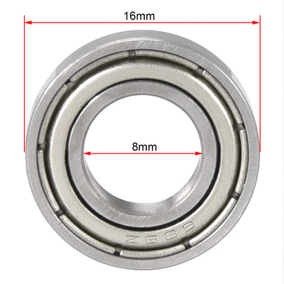 Harfington Uxcell Deep Groove Ball Bearing 688ZZ Double Shield, 8mm x 16mm x 5mm Chrome Steel Bearings