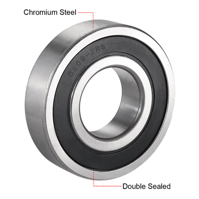 Harfington Uxcell Deep Groove Ball Bearings Metric Double Sealed Chrome Steel ABEC1 Z2 Level