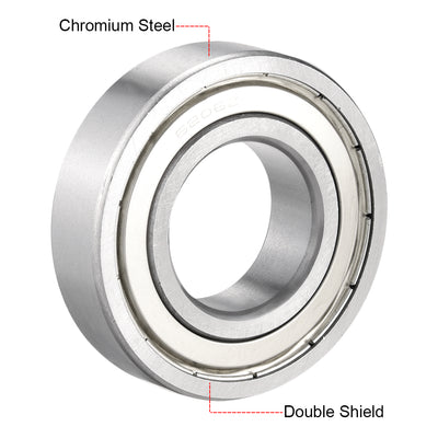 Harfington Uxcell Deep Groove Ball Bearings  Metric Double Shielded Chrome Steel ABEC1 Z2