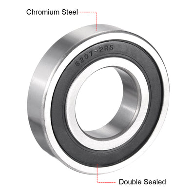 Harfington Uxcell Deep Groove Ball Bearings Metric Double Sealed Chrome Steel ABEC1 Z2 Level