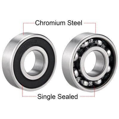 Harfington Uxcell Deep Groove Ball Bearings Metric Single Sealed Chrome Steel P0 Z2