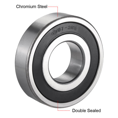 Harfington Uxcell Deep Groove Ball Bearings Metric Double Sealed Chrome Steel ABEC1 Z2 Level