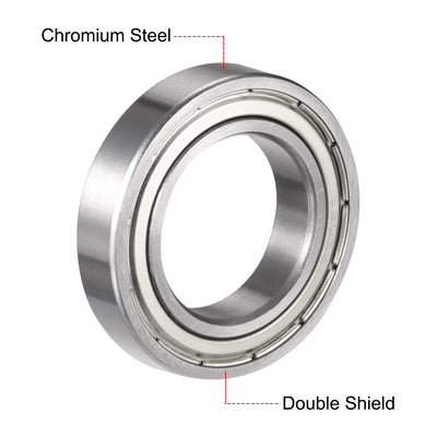 Harfington Uxcell Deep Groove Ball Bearings  Metric Double Shielded Chrome Steel ABEC1 Z2