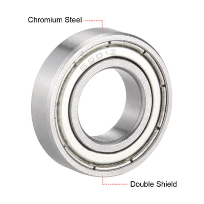 Harfington Uxcell Deep Groove Ball Bearings  Metric Double Shielded Chrome Steel ABEC1 Z2