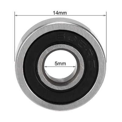 Harfington Uxcell Deep Groove Ball Bearings Metric Single Sealed Chrome Steel ABEC1 Z2