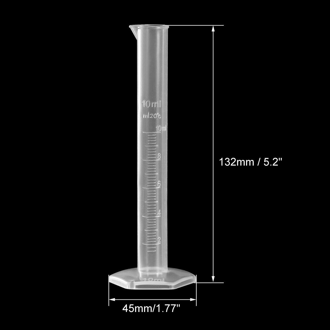 uxcell Uxcell Kunststoff Messzylinder 10ml Messzylinder Wissenschaft Reagenzglas Becher Einzelne metrische Skala Durchsichtige Sechskantbasis Flasche für Labor Haus