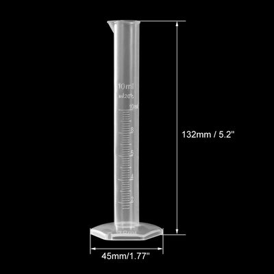 Harfington Uxcell Kunststoff Messzylinder 10ml Messzylinder Wissenschaft Reagenzglas Becher Einzelne metrische Skala Durchsichtige Sechskantbasis Flasche für Labor Haus