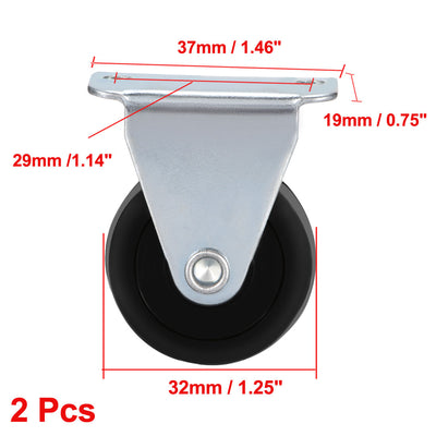 Harfington Uxcell 1.25 Inch Fixed Casters Wheels Rubber Top Plate Mounted Caster Wheel 22lb Capacity 2 Pcs