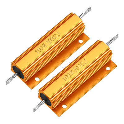 uxcell Uxcell Aluminum Case Resistor 100W 200 R Wirewound Yellow for LED Replacement Converter 2pcs