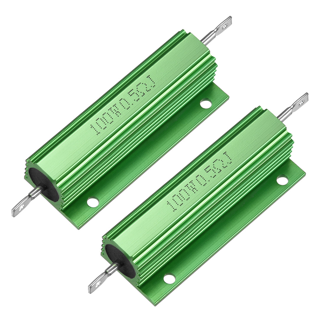 uxcell Uxcell 2 Pcs Aluminum Case Resistor 100W 0.5 Ohm Wirewound Green for LED Replacement Converter 100W 0.5RJ