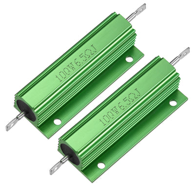 uxcell Uxcell 2 Pcs Aluminum Case Resistor 100W 6.5 Ohm Wirewound Green for LED Replacement Converter 100W 6.5RJ