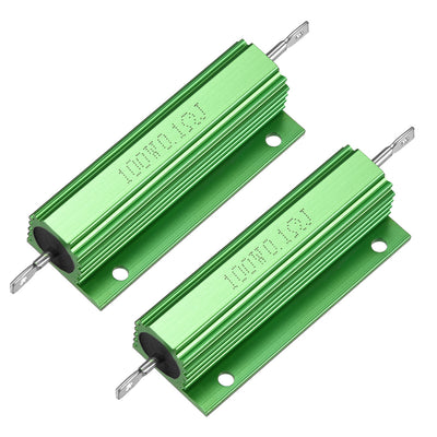 uxcell Uxcell 2 Pcs Aluminum Case Resistor 100W 0.1 Ohm Wirewound Green for LED Replacement Converter 100W 0.1RJ