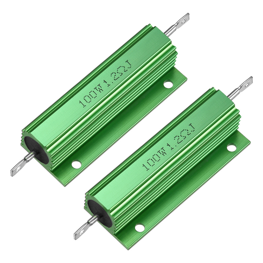 uxcell Uxcell 2 Pcs Aluminum Case Resistor 100W 1.2 Ohm Wirewound Green for LED Replacement Converter 100W 1.2RJ