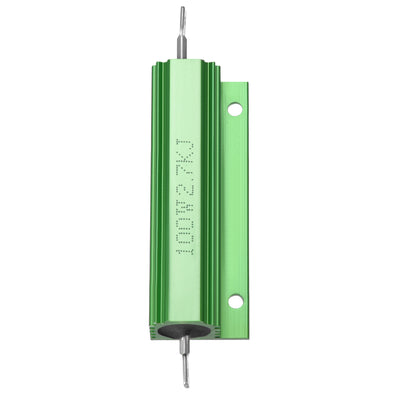 Harfington Uxcell Aluminum Case Resistor 100W 2.7k Ohm Wirewound Green for LED Replacement Converter 100W 2.7kRJ