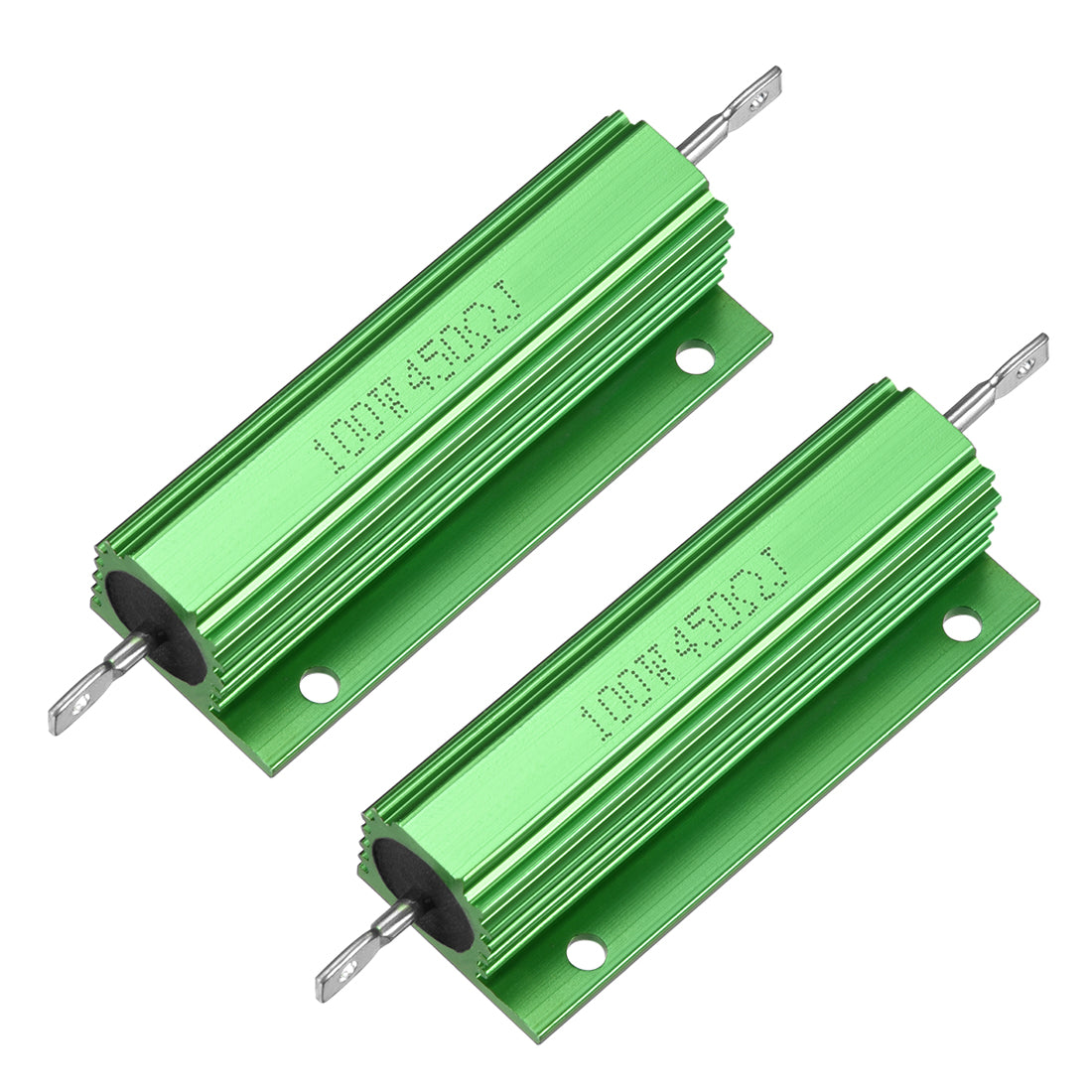 uxcell Uxcell 2 Pcs Aluminum Case Resistor 100W 450 Ohm Wirewound Green for LED Replacement Converter 100W 450RJ