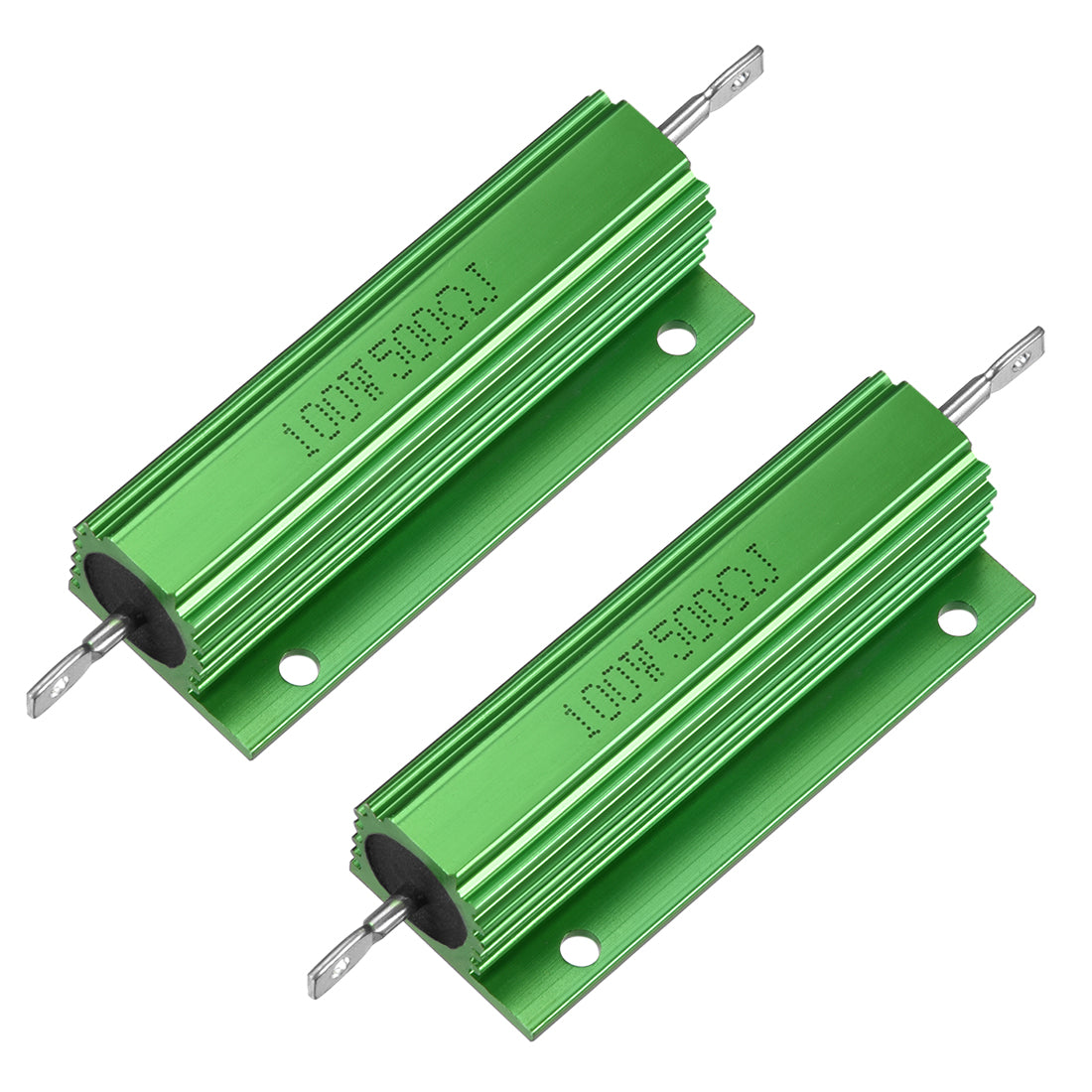 uxcell Uxcell 2 Pcs Aluminum Case Resistor 100W 500 Ohm Wirewound Green for LED Replacement Converter 100W 500RJ