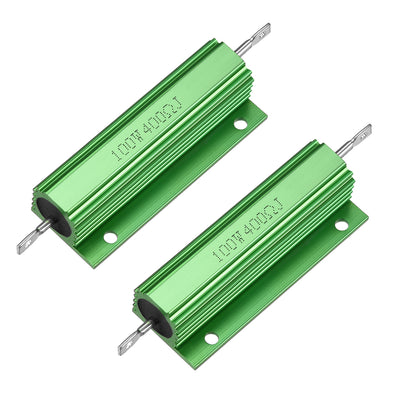 uxcell Uxcell 2pcs Aluminum Case Resistor 100W 400 Ohm Wirewound Green for LED Replacement Converter 100W 400RJ