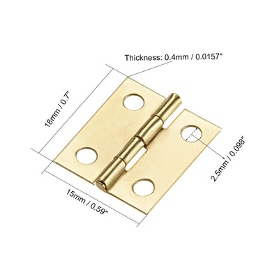 Harfington Uxcell 0.7" Small  Hinge Jewelry Case Wooden Box Hinges Fittings Golden Plain 10pcs