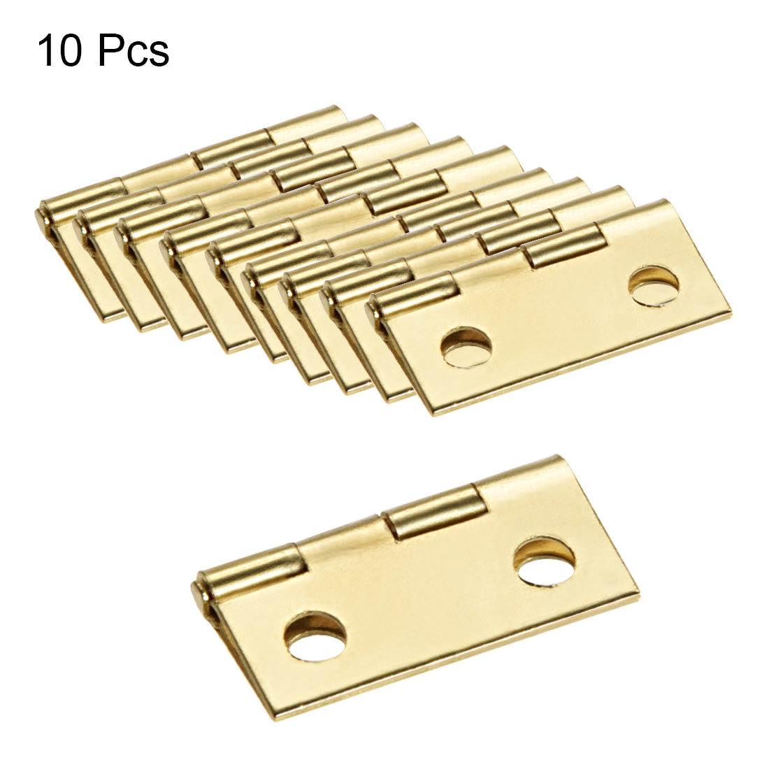 uxcell Uxcell 0.7" Small  Hinge Jewelry Case Wooden Box Hinges Fittings Golden Plain 10pcs