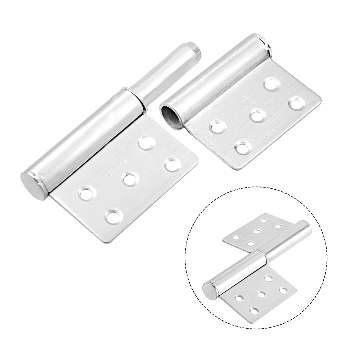 uxcell Uxcell Stainless Steel Hinge Silver Tone Window Gate Door Flag Hinges 5" Long 4 Pcs