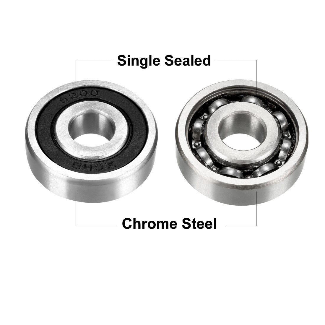 uxcell Uxcell Deep Groove Ball Bearings Metric Single Sealed Chrome Steel ABEC1 Z2