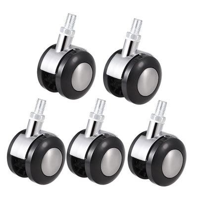 Harfington Uxcell Office Chair Casters Alloy Plastic 2 Inch Twin Wheel M10 x 15mm Threaded Stem Swivel Caster, 44lb Load Capacity, 5 Pcs