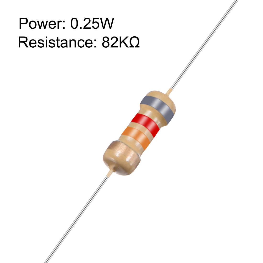 uxcell Uxcell 1/4 Watt 82K Ohm Carbon Film Resistors 5% Tolerances 0.25W 100pcs 4 Color Band