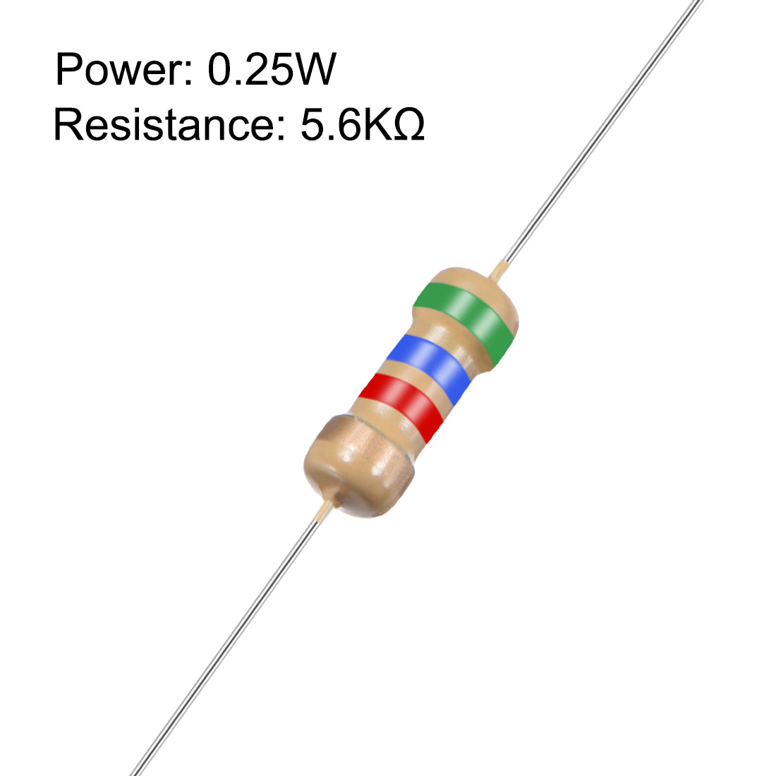 uxcell Uxcell 1/4 Watt 5.6K Ohm Carbon Film Resistors 5% Tolerances 0.25W 100pcs 4 Color Band