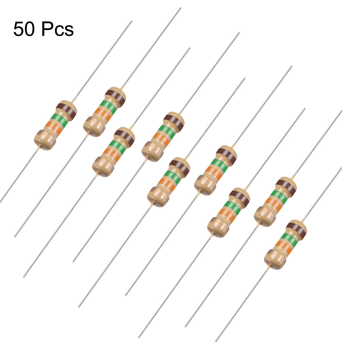 uxcell Uxcell 1/4 Watt 15K Ohm Carbon Film Resistors 5% Tolerances 0.25W 50pcs 4 Color Band