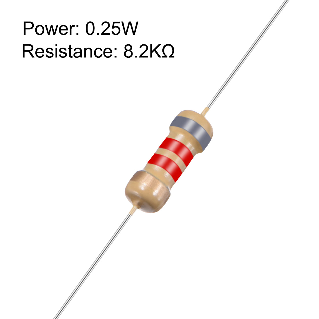 uxcell Uxcell 1/4 Watt 8.2K Ohm Carbon Film Resistors 5% Tolerances 0.25W 100pcs 4 Color Band