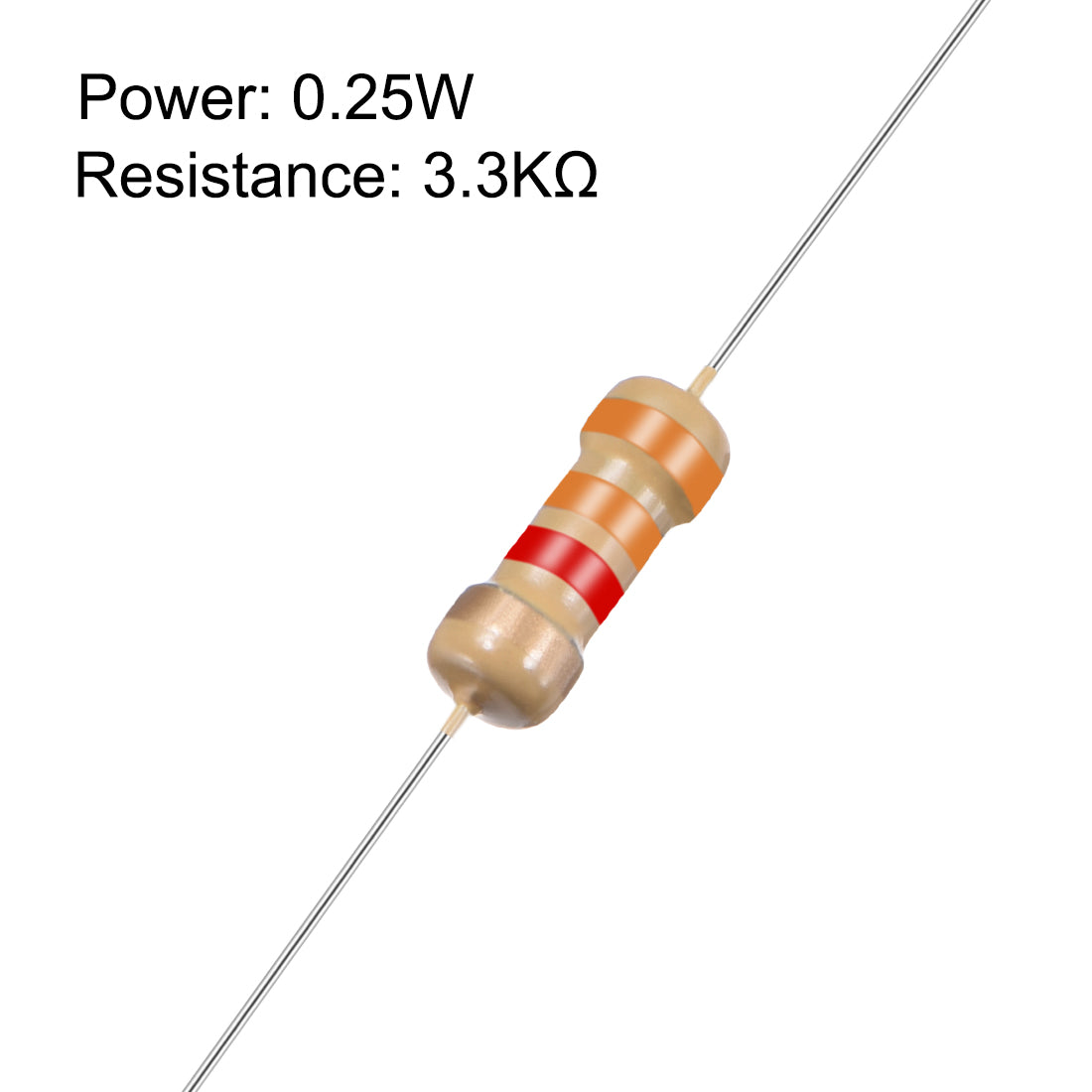 uxcell Uxcell 1/4 Watt 3.3K Ohm Carbon Film Resistors 5% Tolerances 0.25W 100pcs 4 Color Band