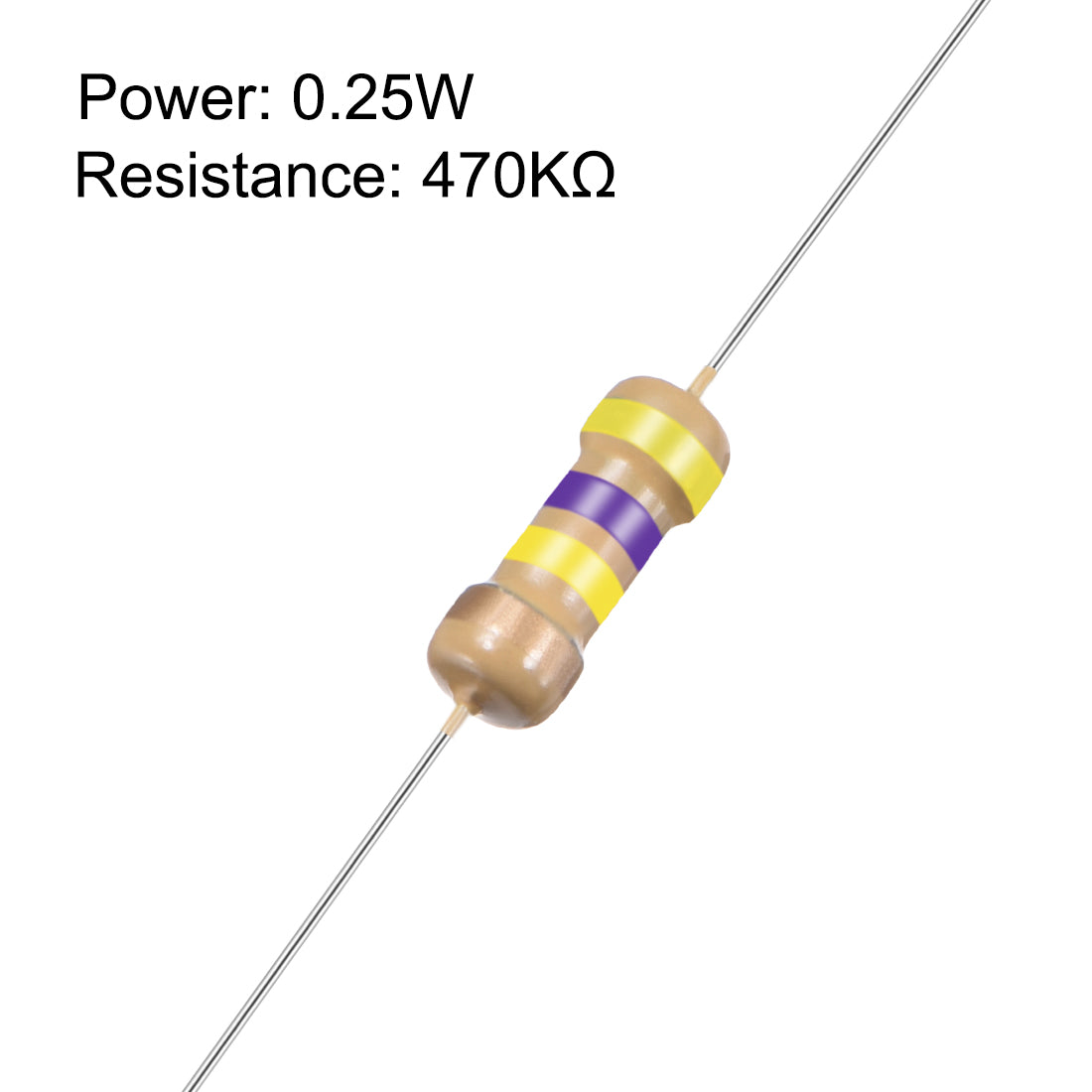 uxcell Uxcell 1/4 Watt 470K Ohm Carbon Film Resistors 5% Tolerances 0.25W 100pcs 4 Color Band