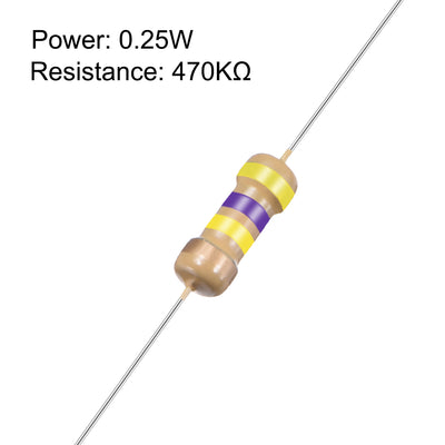 Harfington Uxcell 1/4 Watt 470K Ohm Carbon Film Resistors 5% Tolerances 0.25W 100pcs 4 Color Band